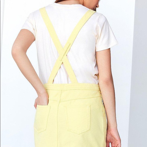 UO Yellow Pinne Canvas Skirtall Overall - Picture 3 of 4